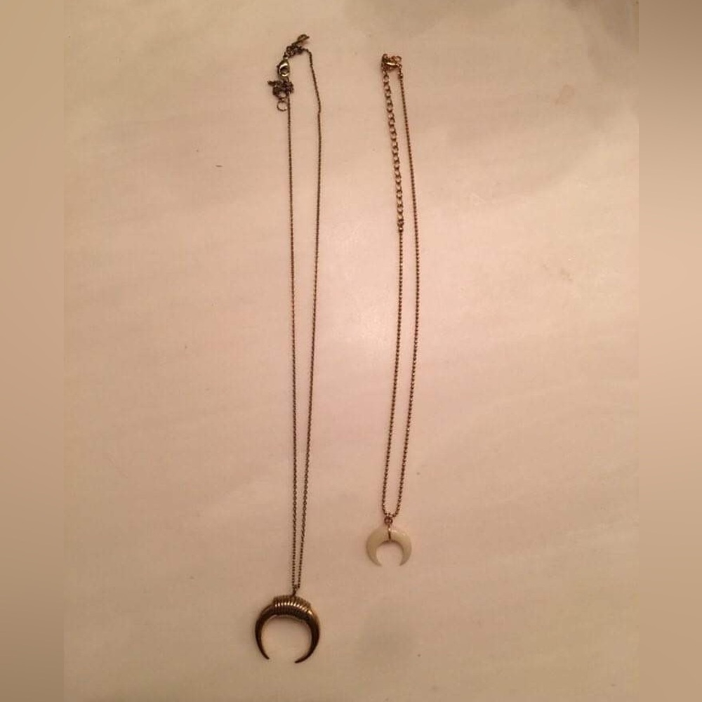 Like New 2-Pair Moon Shaped Necklaces